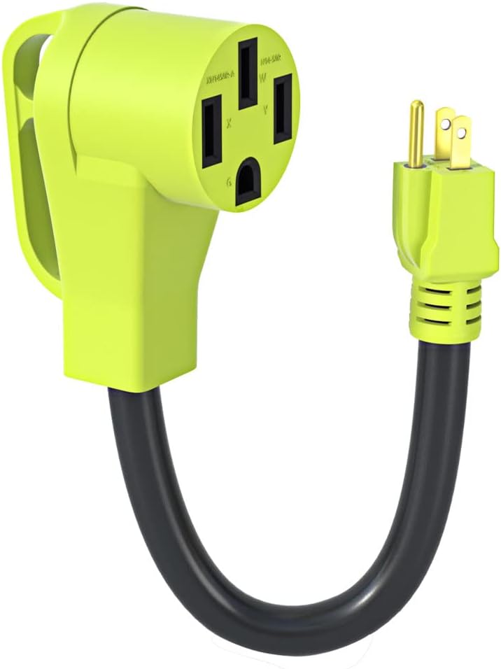 50 Amp to 15 Amp 110 RV Electrical Adapter Cord with Disconnect Handle, NEMA 5-15P Male to 14-50R Female, STW 10 Gauge 12inch Q79579