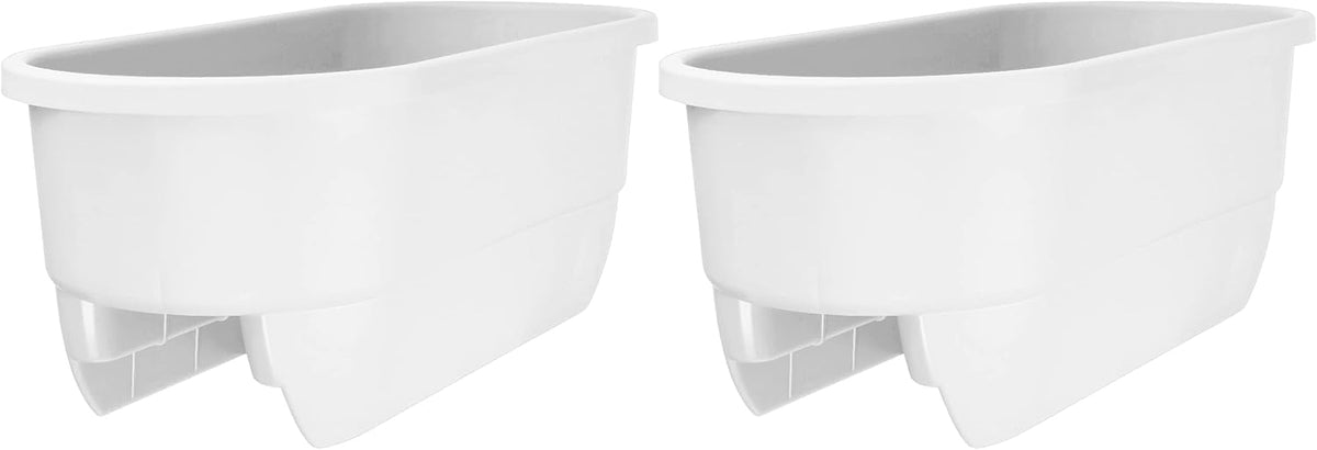 White 24" Dual Deck Railing Planter (Set of 2) P58464