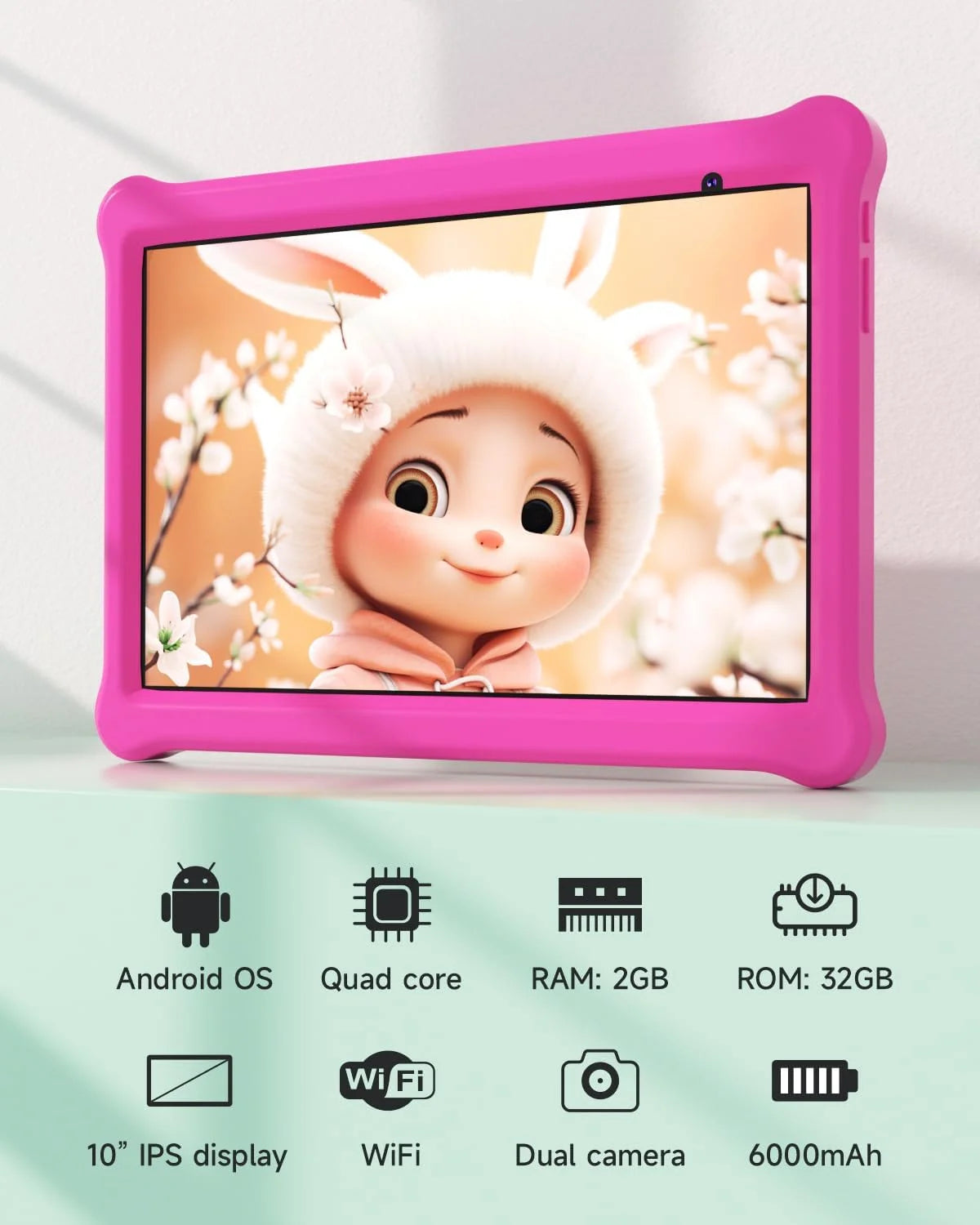 Pink 10 inch Android Tablet with Case Y520444