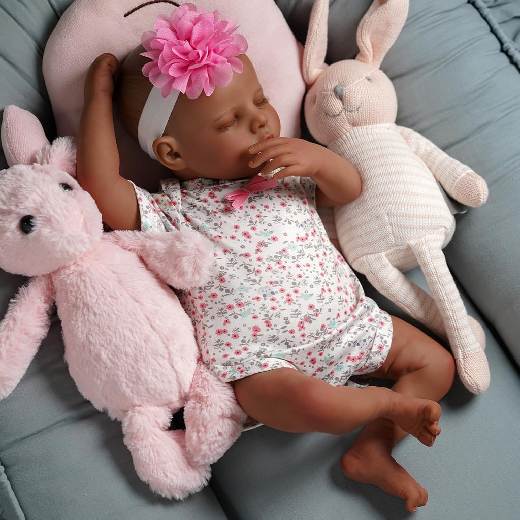17-Inch Black Reborn Baby Dolls with Feeding Kit L4802