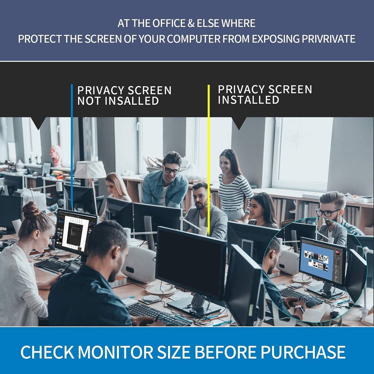 24 Inch 16:9 Anti Glare Anti Spy Privacy Screen Filter Film Pack of 2 C8043