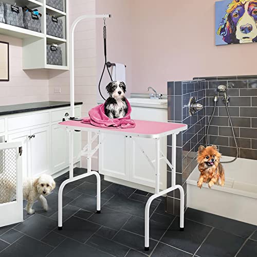 32in Foldable Pet Grooming Table with Adjustable Arm & Noose D461676