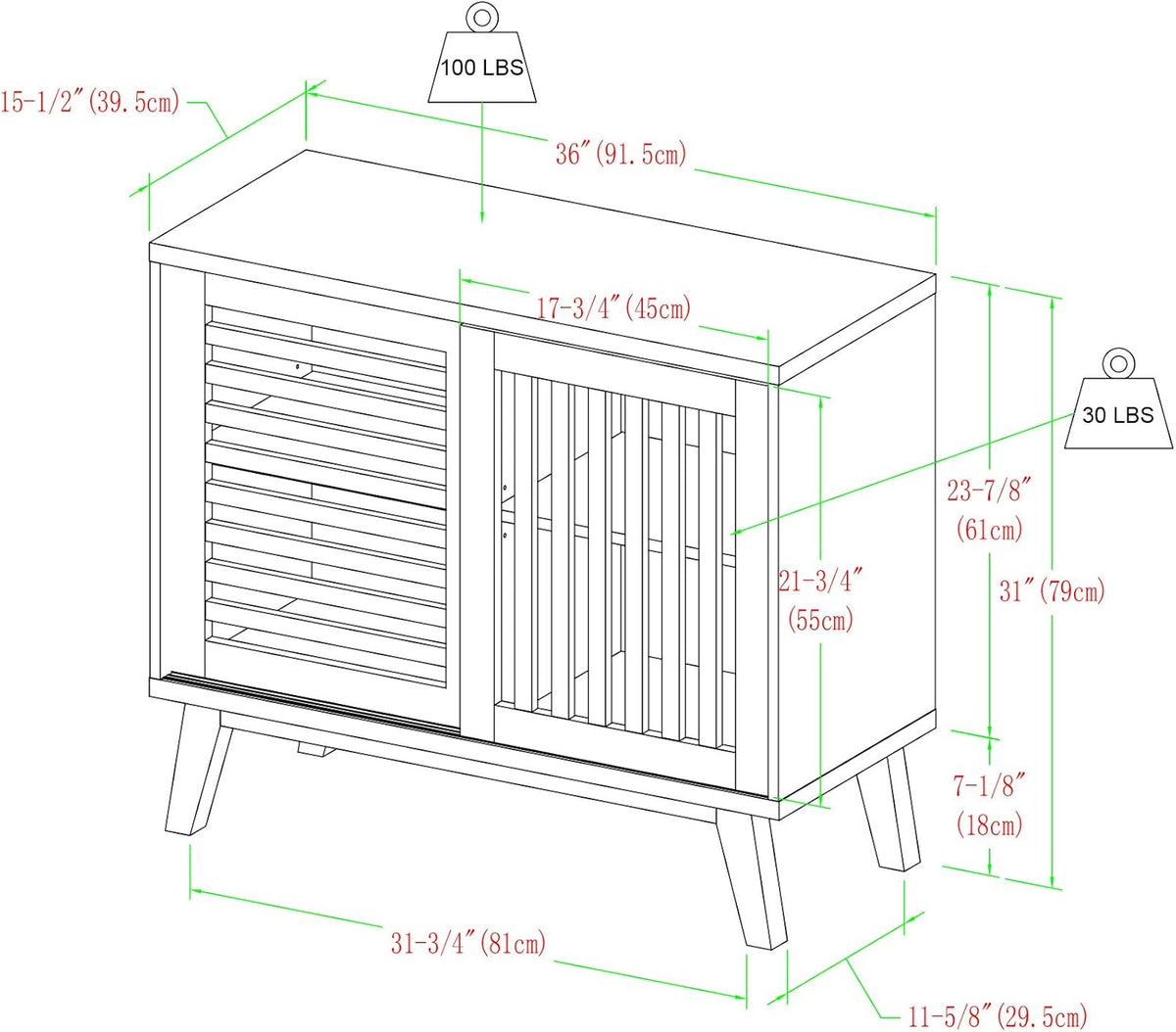36 Inch White and Rustic Oak Cabinet C53605