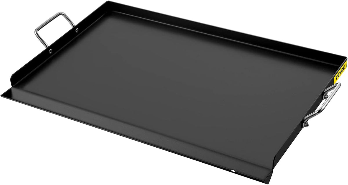 Carbon Steel Griddle, 16 x 37 Flat Top Plate with 2 Handles R5673