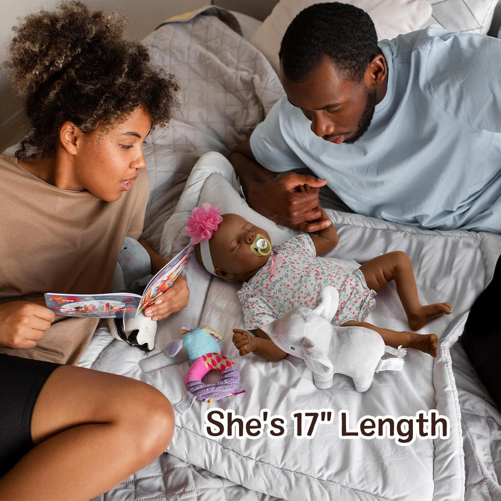 17-Inch Black Reborn Baby Dolls with Feeding Kit L4802