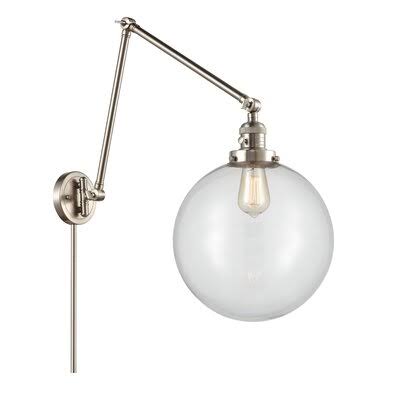1 - Light Dimmable Swing Arm Brushed Satin Nickel Clear V367