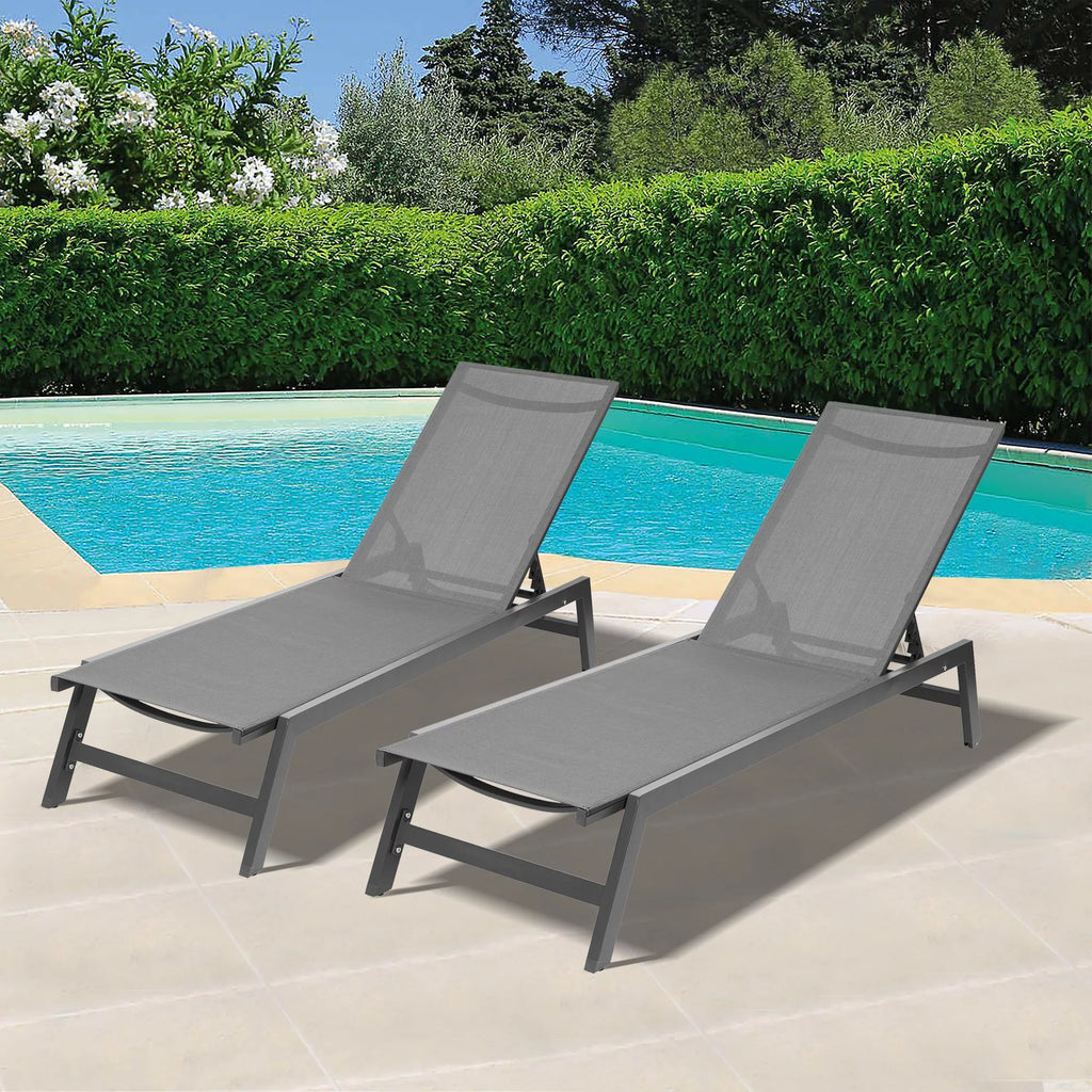 Adjustable Aluminum Outdoor Chaise Lounge Chair P8603