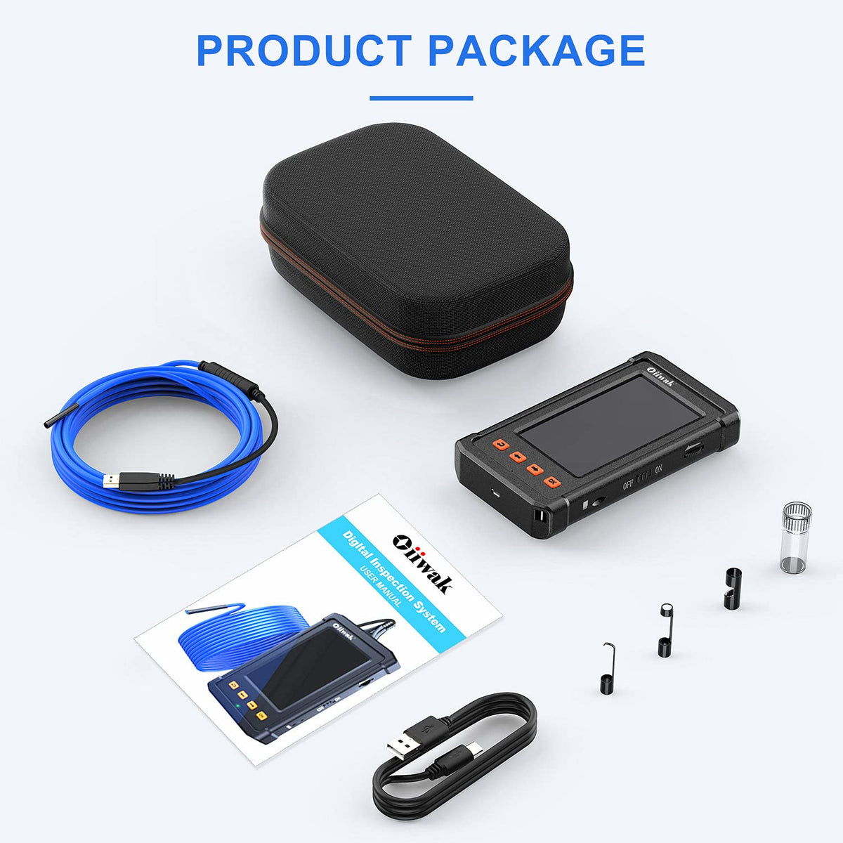 33FT 5.5mm 1080P HD Waterproof Industrial Endoscope with 4.3'' IPS Screen Z743