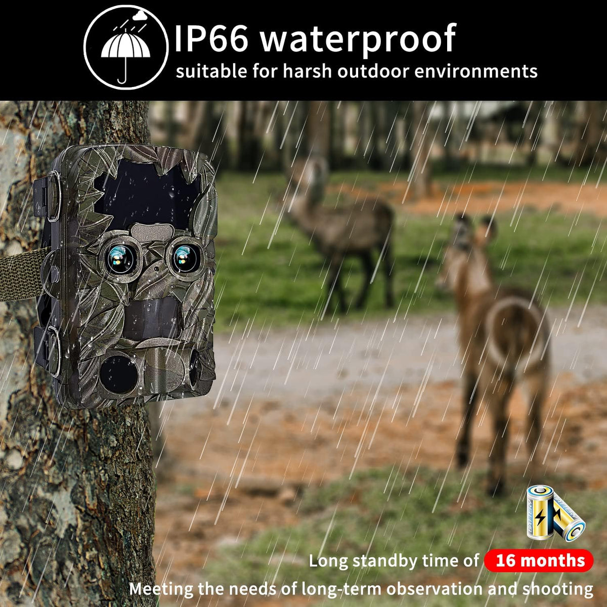 4K 20MP Dual Lens Wide-Angle Motion Sensor Trail Camera D5729