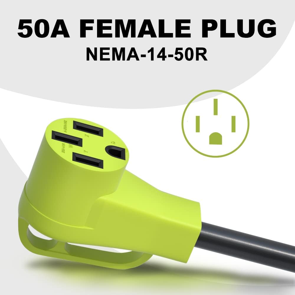 50 Amp to 15 Amp 110 RV Electrical Adapter Cord with Disconnect Handle, NEMA 5-15P Male to 14-50R Female, STW 10 Gauge 12inch Q79579