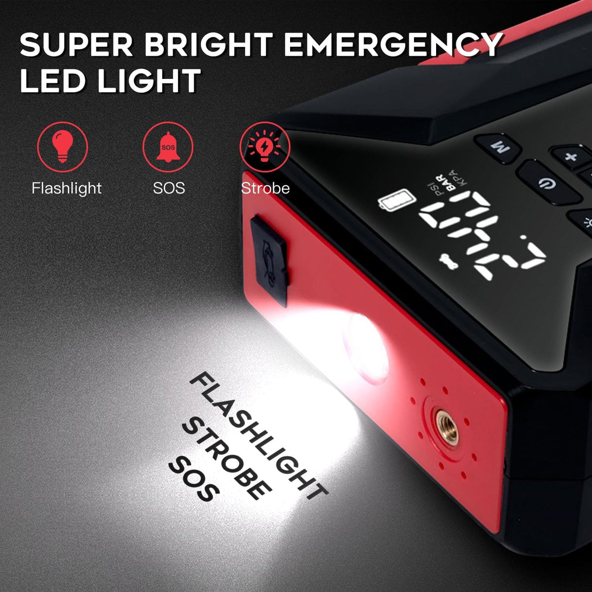 4000A Peak Car Jump Starter with Air Compressor and Emergency LED Light M24029