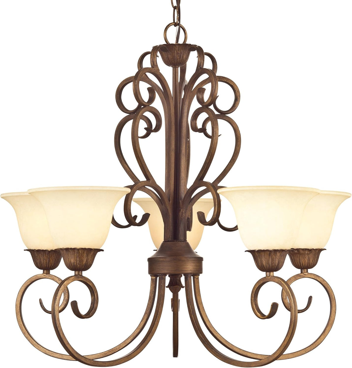 Five-Light Interior Chandelier, Ebony Gold Finish with Burnt Scavo Glass Z293676
