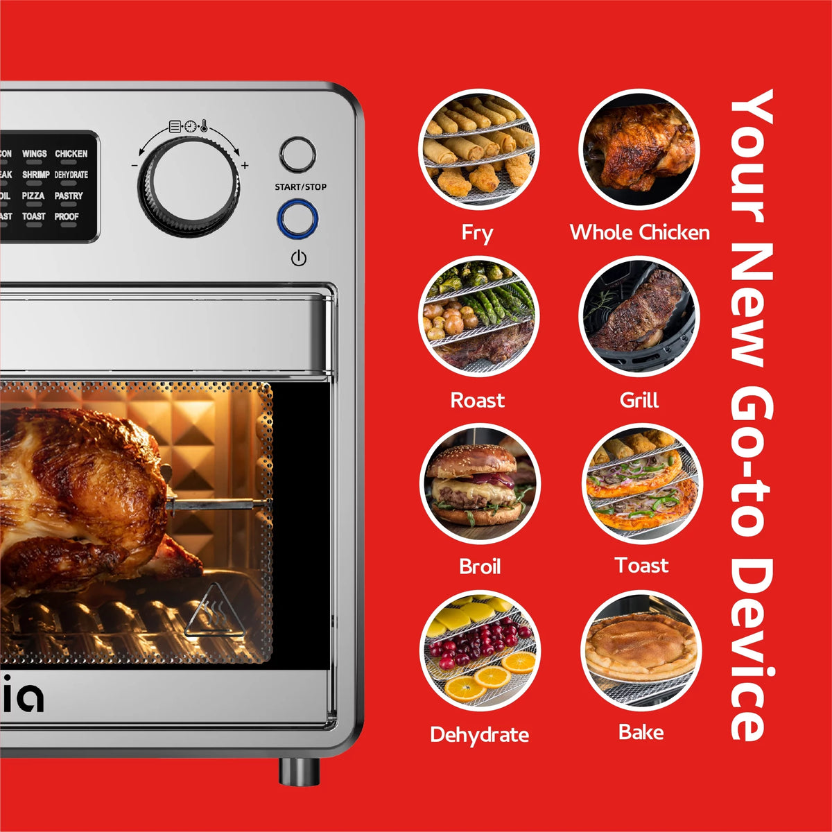 17QT Stainless Steel Air Fryer & Toaster Oven M2312