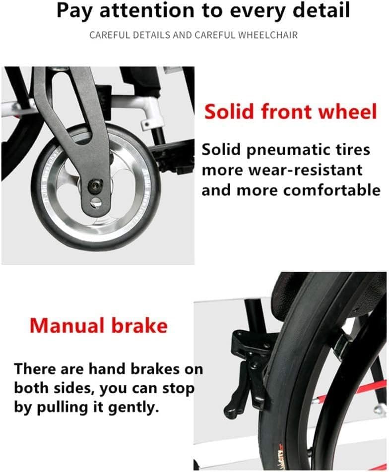 Super Lightweight Folding Aluminium Frame Wheelchair with Armrest Swing Leg Rest, Seat Width 38cm O2316