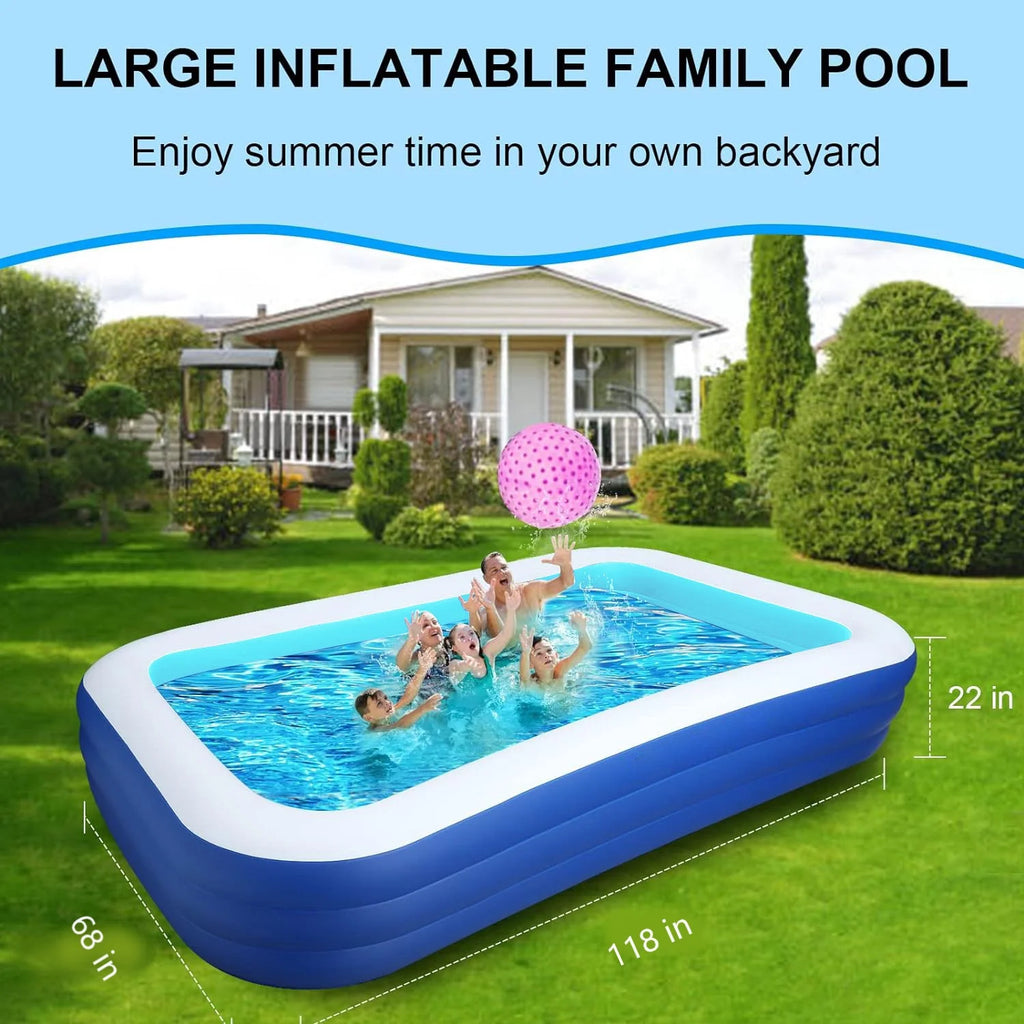 Inflatable Pool 118 X 68 X 22 Oversized Thickened L91126