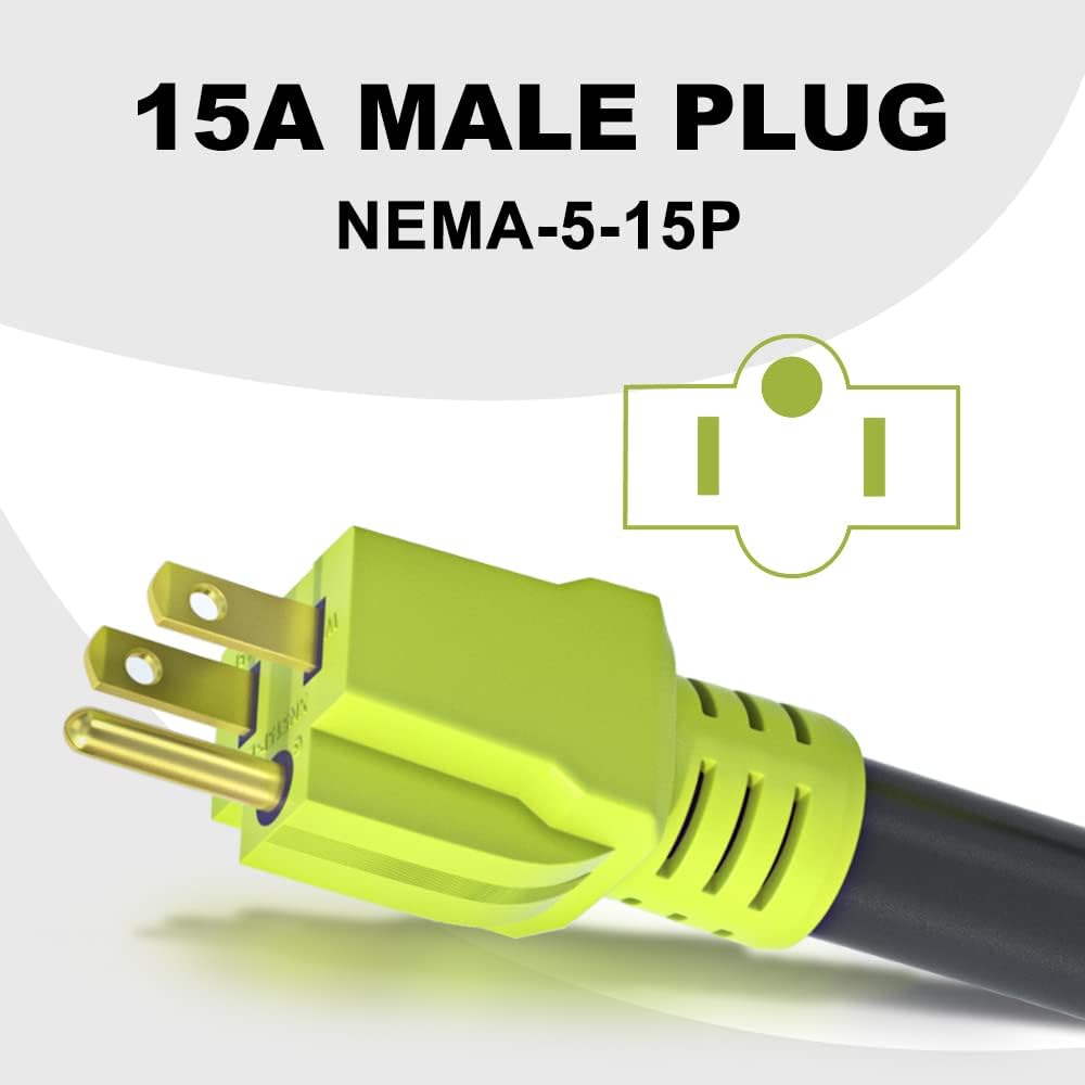 50 Amp to 15 Amp 110 RV Electrical Adapter Cord with Disconnect Handle, NEMA 5-15P Male to 14-50R Female, STW 10 Gauge 12inch Q79579