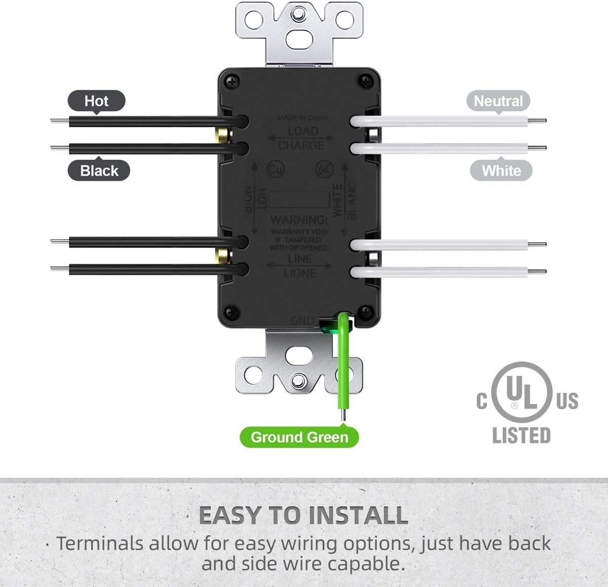 20 Amp Tamper-Resistant GFCI Outlet with LED Indicator, Screwless Wallplate, 10 Pack Y29033