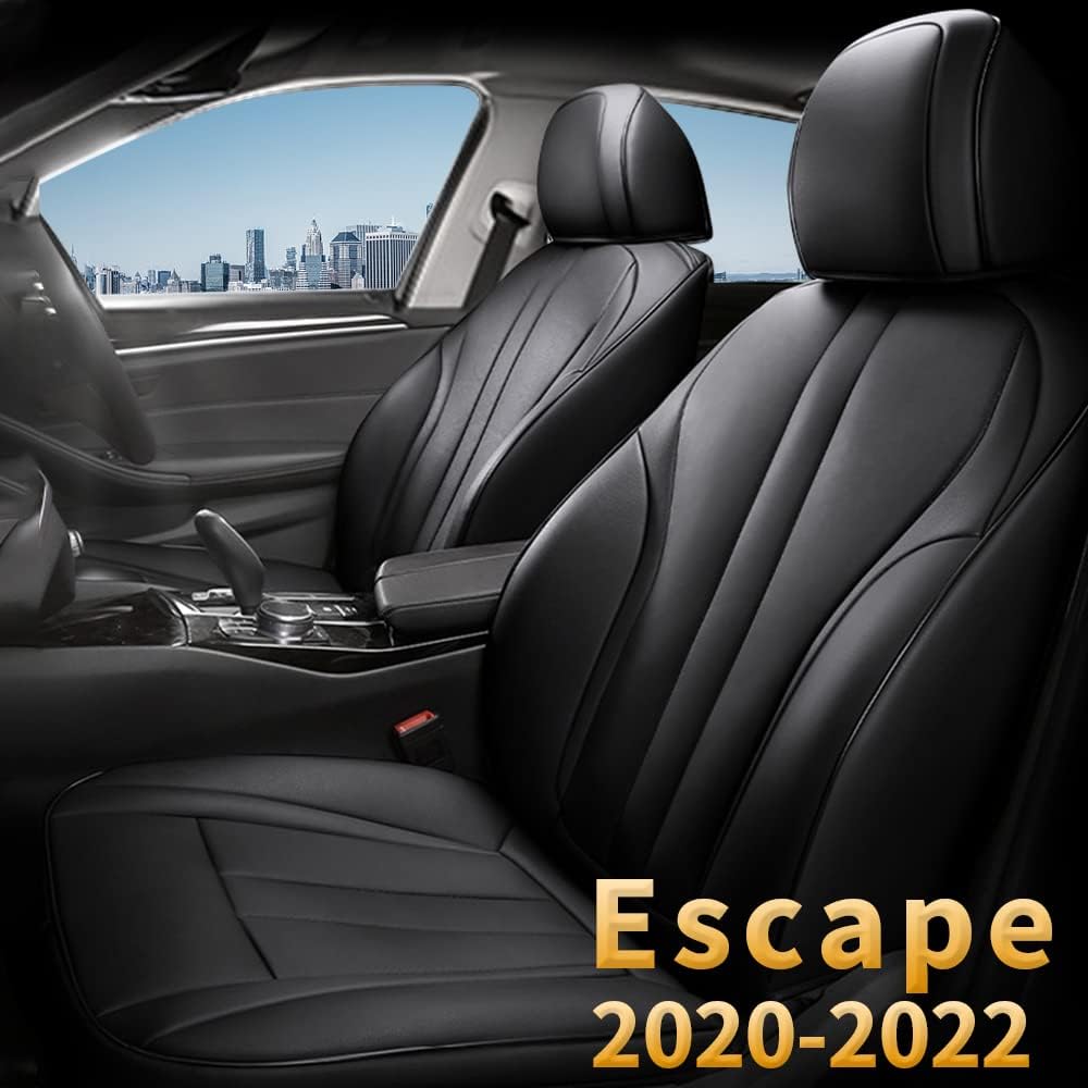 Black Faux Leather Front Seat Covers for Ford Escape N95356