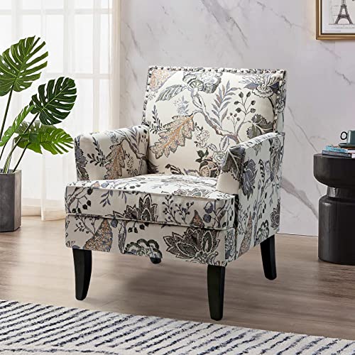 Modern Accent Chair with Arms and Wooden Legs O7763