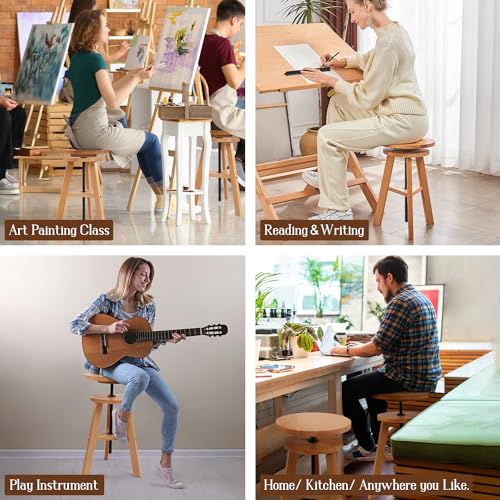 Natural Solid Beech Wood Swivel Stool C295946