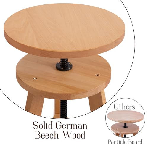 Natural Solid Beech Wood Swivel Stool C295946