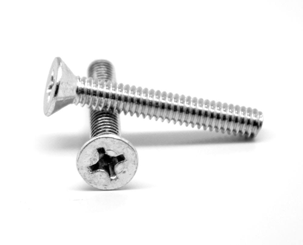 #4-40 x 3/4 Coarse Thread Machine Screw Phillips Flat Head Low Carbon Steel Zinc Plated Pk 10000 T923