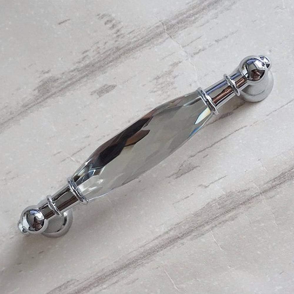2 Pack 3-3/4 in Center-to-Center Glass Dresser Drawer Handles Chrome Metal Silver F78214