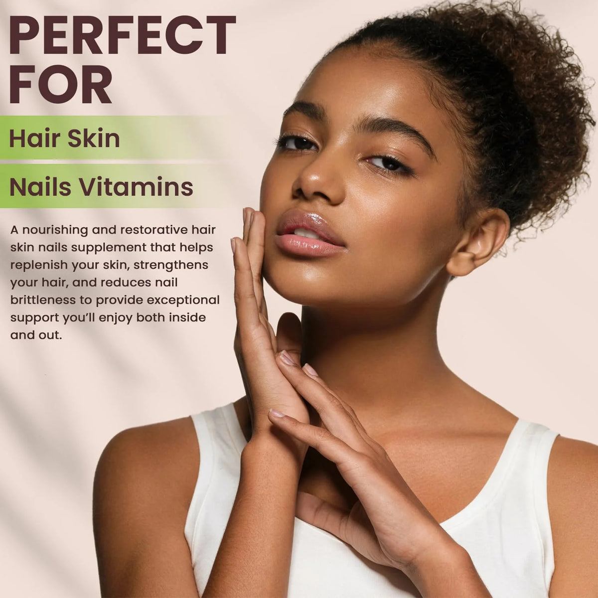 Hair Skin and Nails Vitamins with Biotin, Folate, and Vitamin D, 32 oz E798523
