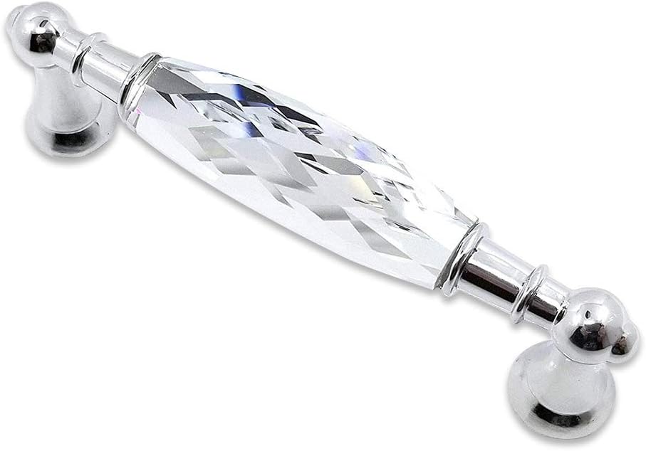 2 Pack 3-3/4 in Center-to-Center Glass Dresser Drawer Handles Chrome Metal Silver F78214