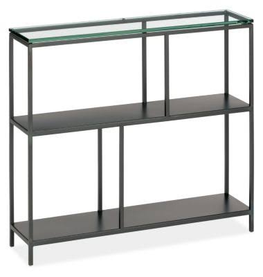 Recycled Natural Steel Console Table with Clear Tempered Glass Top Y6528