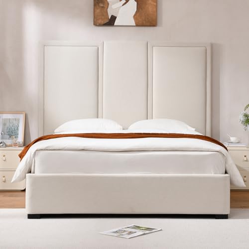Queen Size Linen Upholstered Platform Bed with Storage Drawers Z515