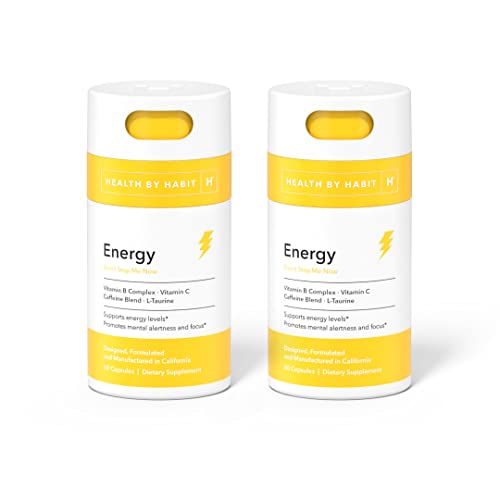 Energy Supplement 2 Pack 120 Capsules Caffeine Vitamins B & C Vegan Sugar Free T3200