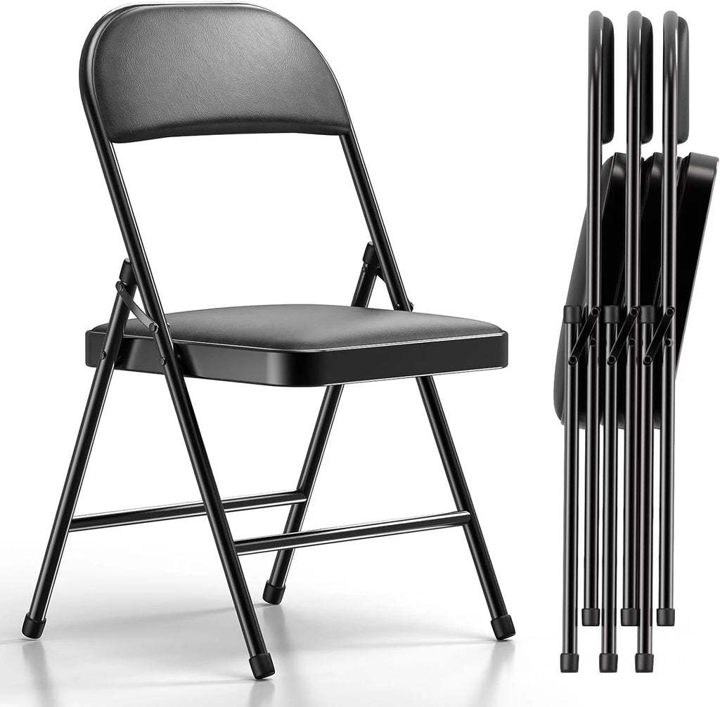 4 Pack Black Padded Folding Chairs N99650