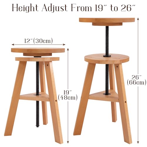 Natural Solid Beech Wood Swivel Stool C295946