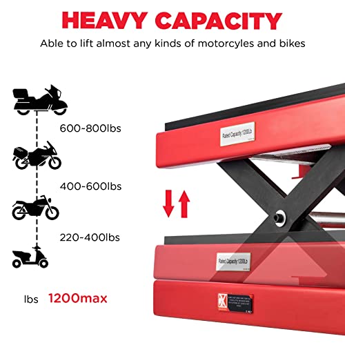 1200 LBS Steel Motorcycle Lift Scissor Jack with Wide Deck L68750