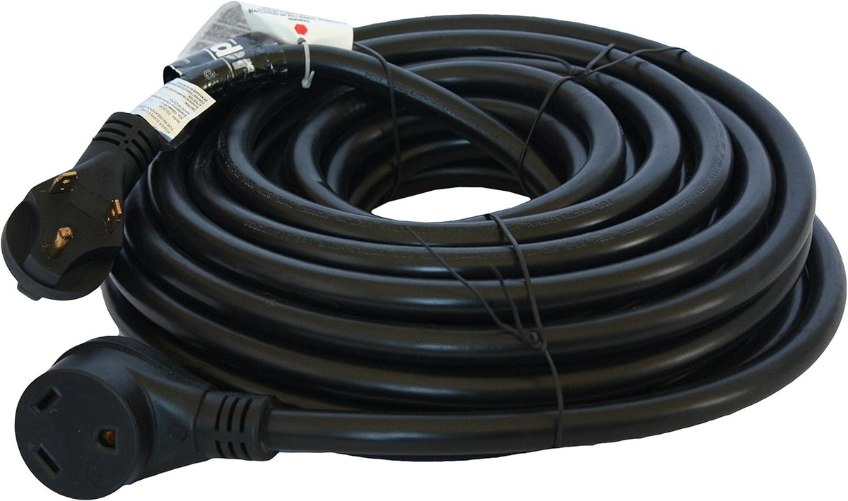 50 Feet Black 30 Amp RV Power Extension Cord Pack of 2 W143