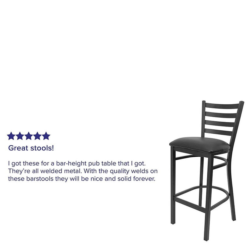 Black Ladder Back Metal Barstool R9298