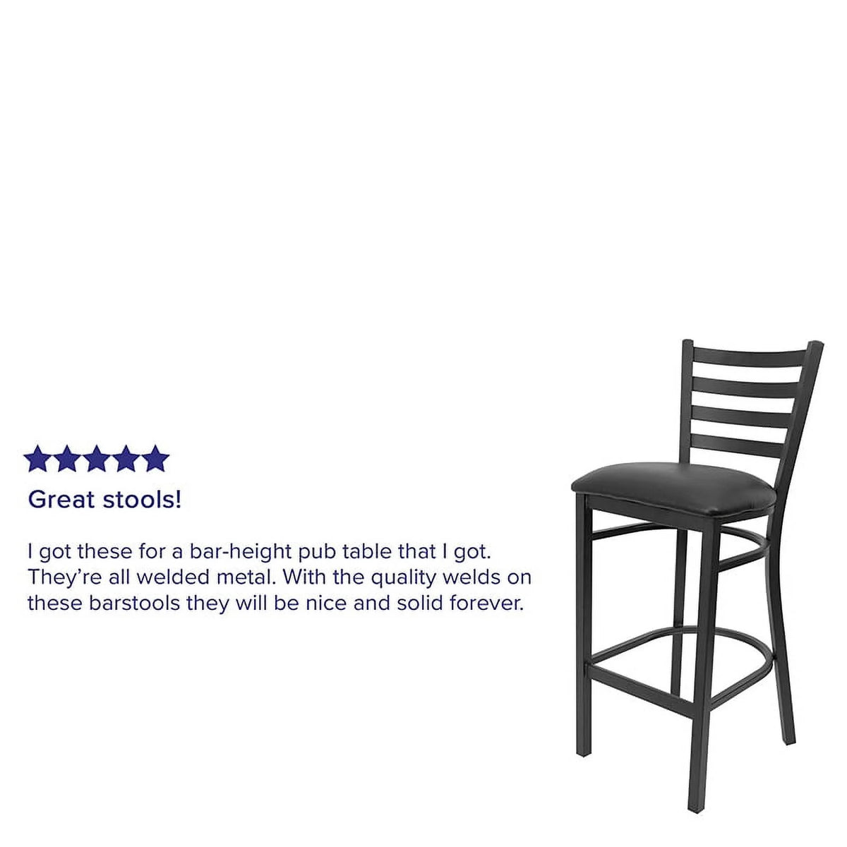 Black Ladder Back Metal Barstool R9298