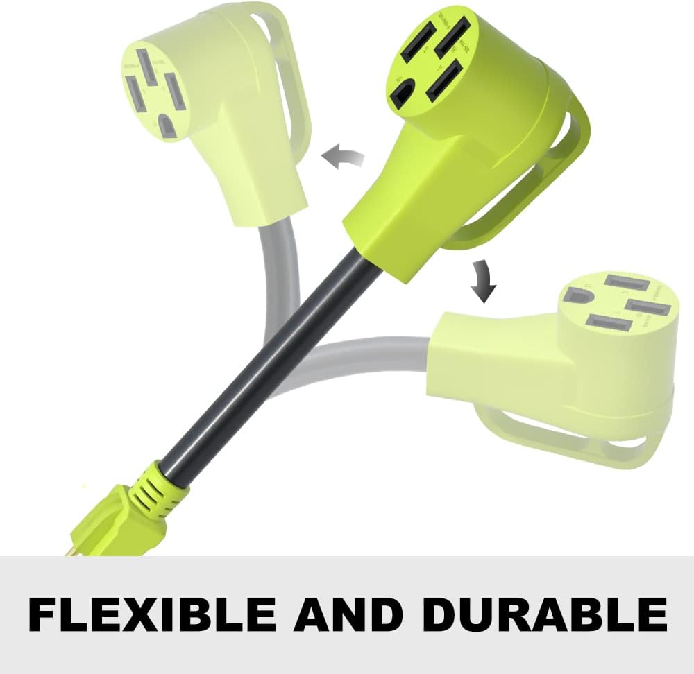 50 Amp to 15 Amp 110 RV Electrical Adapter Cord with Disconnect Handle, NEMA 5-15P Male to 14-50R Female, STW 10 Gauge 12inch Q79579