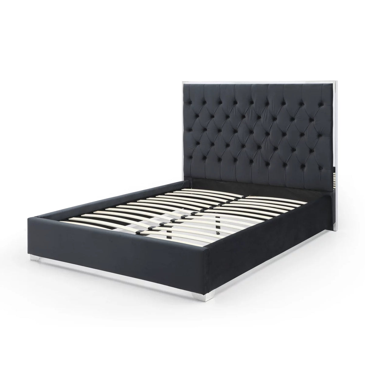 Pink Velvet King Bed with Silver Metal Frame Z17178