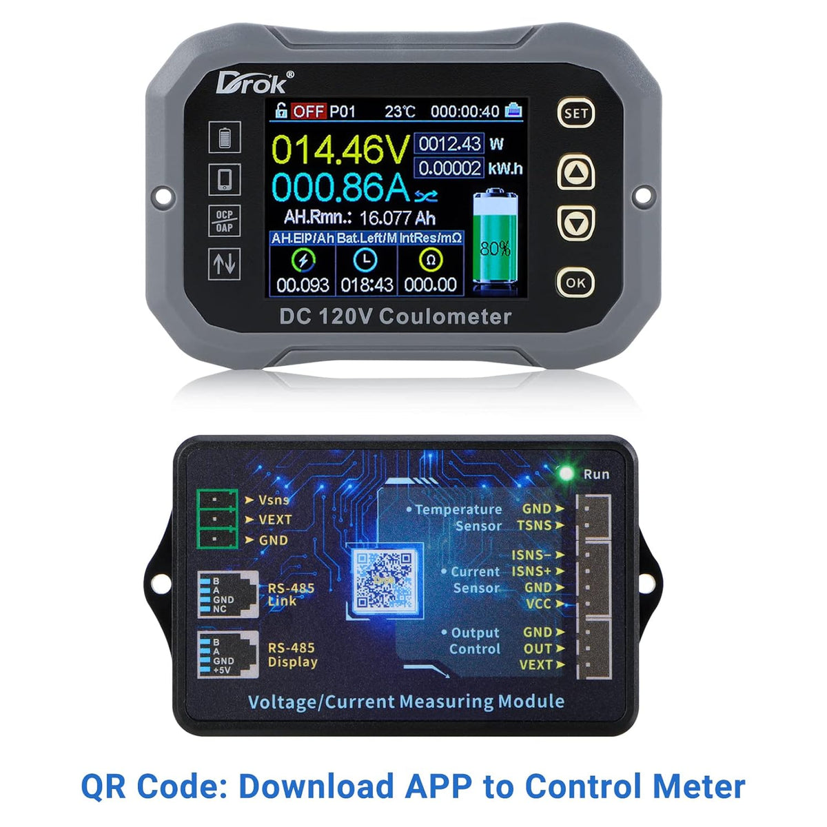 0-120V 100A DC Voltmeter Coulometer Battery Monitor, Pack of 2 B857584