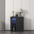 White Single Door LED Buffet Cabinet with 3-Tiers Storage Shelf L97244
