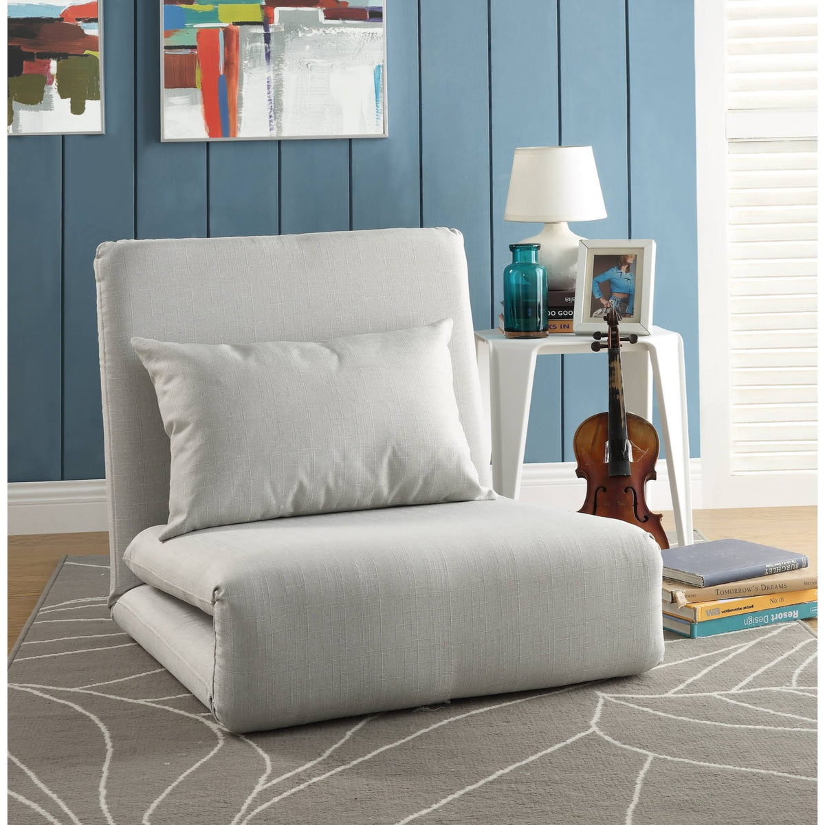 Linen 5-Position Adjustable Convertible Sleeper Sofa E39619