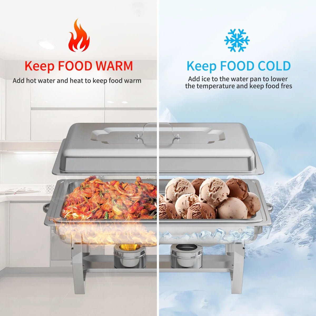 2 Pack 8QT Stainless Steel Chafing Dish Buffet Set R667943