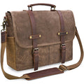15.6 Inch Waterproof Brown Leather Canvas Messenger Bag G300