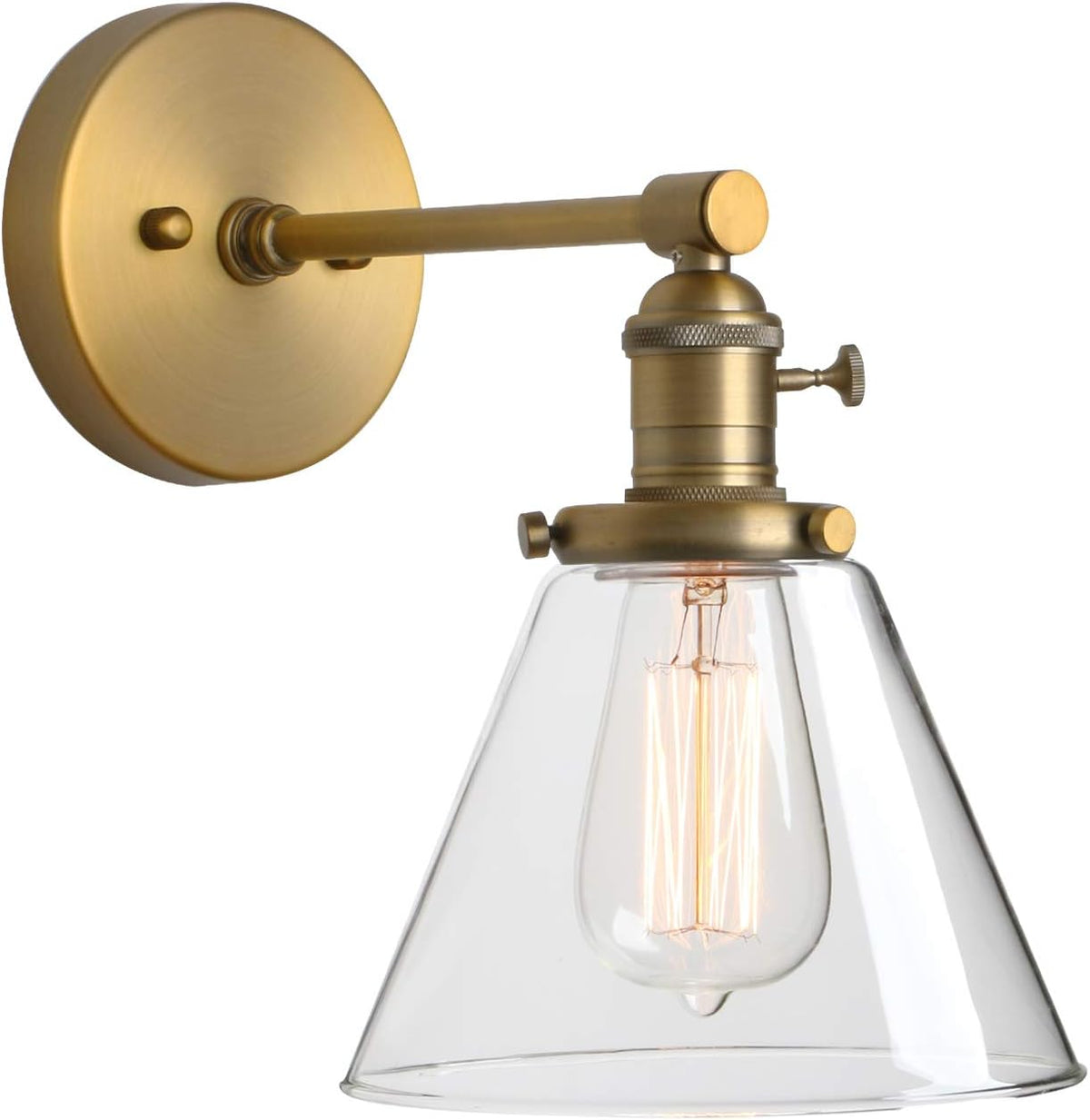 Vintage Industrial 1-Light Wall Lamp with Cone Glass Canopy E831