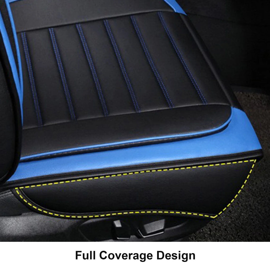 Black+Blue PU Leather Car Seat Covers Set P6665