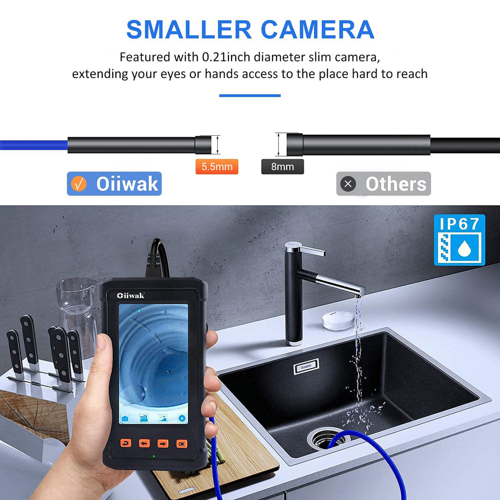 33FT 5.5mm 1080P HD Waterproof Industrial Endoscope with 4.3'' IPS Screen Z743