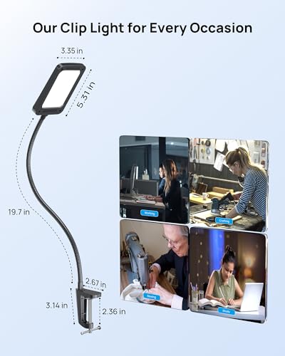 LED Desk Lamp with Clamp, 3-Level Dimmable, Flexible Gooseneck P314