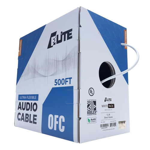 14AWG/2-Conductor 100ft Bulk Speaker Wire Cable, White D627597